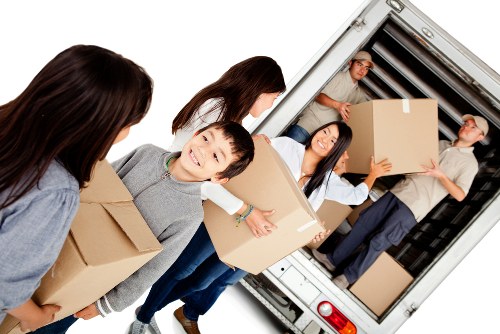 Removal van ready for a move in Bromley street
