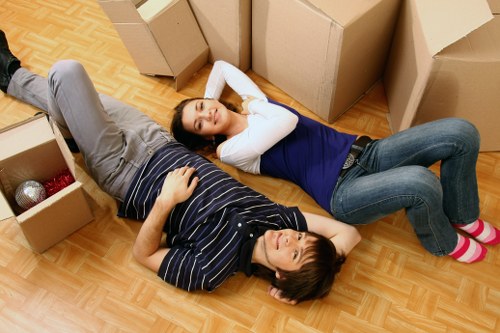 Packed boxes and furniture ready for a house move in Bromley