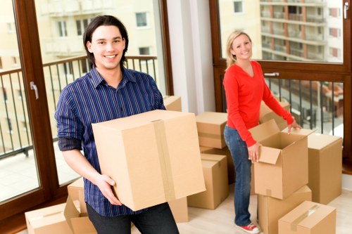 Boxes and furniture prepared for a local removal service